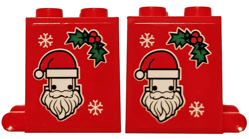 Container, Box 2 x 2 x 2 with Santa, 2 Snowflakes and Holly Pattern on Both Sides (Stickers) - Set 40353