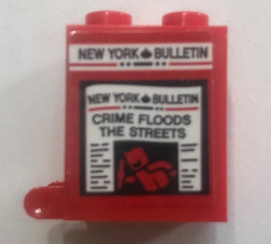Container, Box 2 x 2 x 2 with Newspaper Rack 'NEW YORK BULLETIN' and 'CRIME FLOODS THE STREETS' Pattern (Sticker) - Set 76108