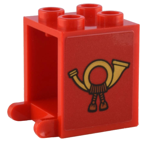 Container, Box 2 x 2 x 2 with Gold French Horn and Dark Orange Tassels Pattern on Both Sides (Stickers) - Set 10308