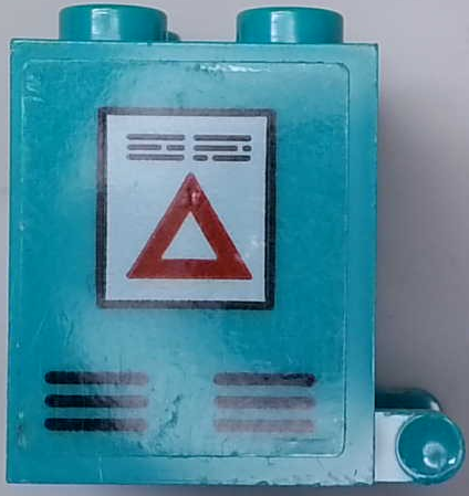 Container, Box 2 x 2 x 2 with White Sign with Red Warning Triangle and Black Air Vent Lines Pattern on Both Sides (Stickers) - Set 60330