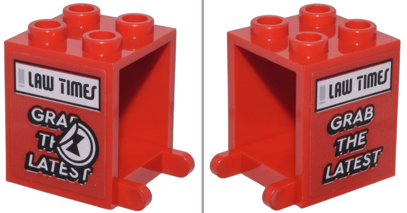 Container, Box 2 x 2 x 2 with Newspaper Box with Black and White 'LAW TIMES' 'GRAB THE LATEST' and Folded Circle Black Widow Sticker Pattern on Both Sides (Stickers) - Set 76218