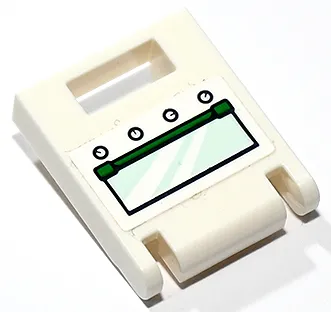 Container, Box 2 x 2 x 2 Door with Slot with Oven Window with Light Aqua Glass, Green Handle and White Knobs Pattern (Sticker) - Set 41730