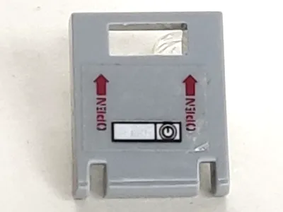 Container, Box 2 x 2 x 2 Door with Slot with Red 'OPEN' and Arrows, Silver Handle with Lock Pattern Model Left Side (Sticker) - Set 7298