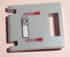 Container, Box 2 x 2 x 2 Door with Slot with Red 'OPEN' and Arrows, Silver Handle with Lock Pattern Model Right Side (Sticker) - Set 7298