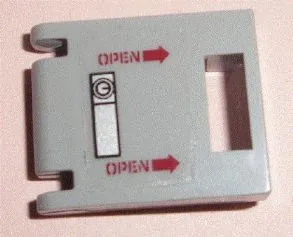 Container, Box 2 x 2 x 2 Door with Slot with Red 'OPEN' and Arrows, Silver Handle with Lock Pattern Model Right Side (Sticker) - Set 7298