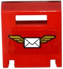 Container, Box 2 x 2 x 2 Door with Slot with Envelope with Wings on Red Background Pattern  (Sticker) - Set 60100