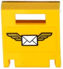 Container, Box 2 x 2 x 2 Door with Slot with Envelope with Wings on Yellow Background Pattern (Sticker) - Set 60100