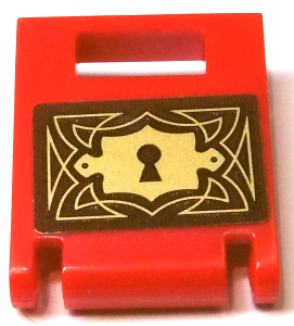 Container, Box 2 x 2 x 2 Door with Slot with Gold Keyhole Plate and Filigree on Reddish Brown Background Pattern (Sticker) - Set 41184