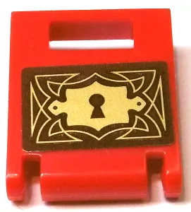 Container, Box 2 x 2 x 2 Door with Slot with Gold Keyhole Plate and Filigree on Reddish Brown Background Pattern (Sticker) - Set 41184