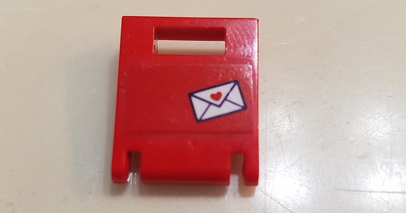 Container, Box 2 x 2 x 2 Door with Slot with Envelope and Heart Pattern (Sticker) - Set 41310