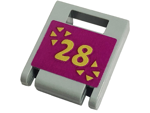 Container, Box 2 x 2 x 2 Door with Slot with Gold Number 28 on Magenta Background Pattern (Sticker) - Set 41449