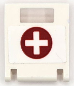 Container, Box 2 x 2 x 2 Door with Slot with White Cross in Red Circle Pattern (Sticker) - Set 42069