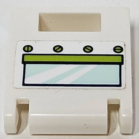 Container, Box 2 x 2 x 2 Door with Slot with Oven Window with Light Aqua Glass, Green Handle and Knobs Pattern (Sticker) - Set 41393
