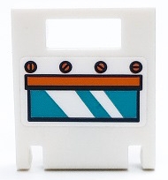 Container, Box 2 x 2 x 2 Door with Slot with Oven Window with Dark Turquoise Glass, Orange Handle and Knobs Pattern (Sticker) - Set 41428