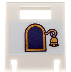 Container, Box 2 x 2 x 2 Door with Slot with Dark Purple Arched Window with Holographic Gold Border and Bell Pattern (Sticker) - Set 43193