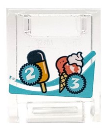 Container, Box 2 x 2 x 2 Door with Slot with Popsicle, Ice Cream Cone, Number 2 and 3 on Dark Turquoise Starbursts and Stripes Pattern (Sticker) - Set 41414