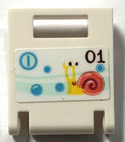 Container, Box 2 x 2 x 2 Door with Locker Door with '01', Snail, Bubbles and Slot Pattern (Sticker) - Set 41720