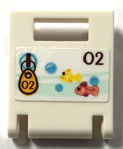 Container, Box 2 x 2 x 2 Door with Locker Door with '02', Fish, Bubbles and Slot with Key Pattern (Sticker) - Set 41720