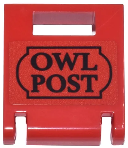 Container, Box 2 x 2 x 2 Door with Slot with Black Sign 'OWL POST' Pattern (Sticker) - Set 76457