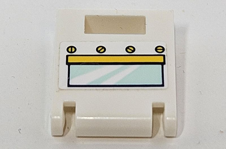 Container, Box 2 x 2 x 2 Door with Slot with Oven Window with Light Aqua Glass, Yellow Handle and Knobs Pattern (Sticker) - Set 41393