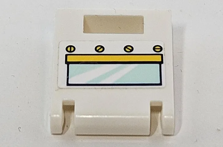 Container, Box 2 x 2 x 2 Door with Slot with Oven Window with Light Aqua Glass, Yellow Handle and Knobs Pattern (Sticker) - Set 41393
