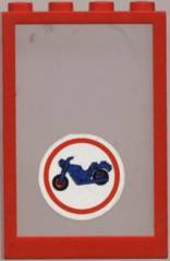 Window 1 x 4 x 5 with Fixed Glass and Blue Motorcycle and Red Circle Pattern (Sticker) - Set 6373
