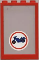 Window 1 x 4 x 5 with Fixed Glass and Blue Motorcycle and Red Circle Pattern (Sticker) - Set 6373