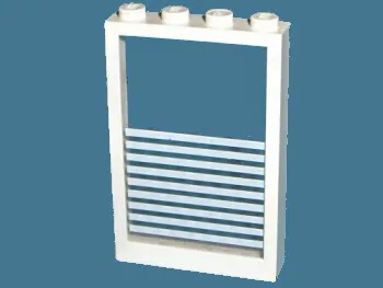 Window 1 x 4 x 5 with Fixed Glass and 9 White Stripes Pattern (Sticker) - Sets 6369 / 6386