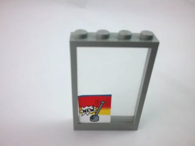 Window 1 x 4 x 5 with Fixed Glass with Light Gray Lever and Base and Black 'NEW' Pattern (Sticker) - Set 6378