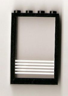 Window 1 x 4 x 5 with Fixed Glass and 5 White Stripes Pattern (Sticker) - Sets 6380 / 6386 / 6392 / 6393