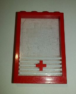 Window 1 x 4 x 5 with Fixed Glass and 5 White Stripes and Red Cross Pattern (Sticker) - Set 6380