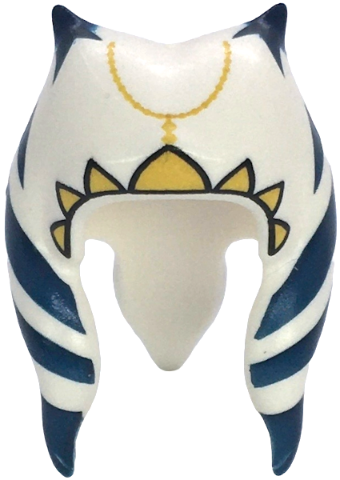 Minifigure, Headgear Headdress SW Togruta Montrals Medium with Dark Blue Stripes, Gold Crown and Chain with Beads Pattern