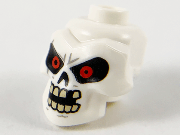 Minifigure, Head, Modified Skull with Red Eyes, Open Mouth and Missing Tooth Pattern