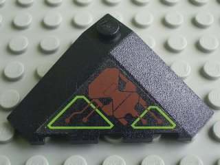Wedge 4 x 4 (Slope 18 Corner) with Dark Red and Lime Circuitry and Skull Pattern (Sticker) - Set 7707