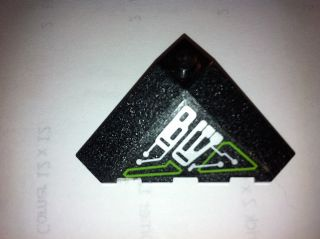 Wedge 4 x 4 (Slope 18 Corner) with Silver and Lime Circuitry Pattern (Sticker) - Set 7713