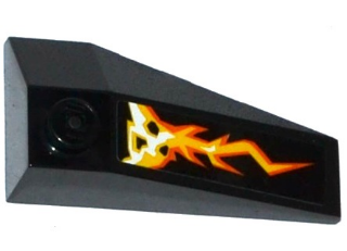 Wedge 4 x 2 Triple Left with Cracks, Lava and Black Stones Pattern (Sticker) - Set 70314