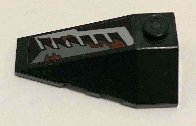 Wedge 4 x 2 Triple Left with Silver Vents and Reddish Brown Splatters Pattern (Sticker) - Set 70228