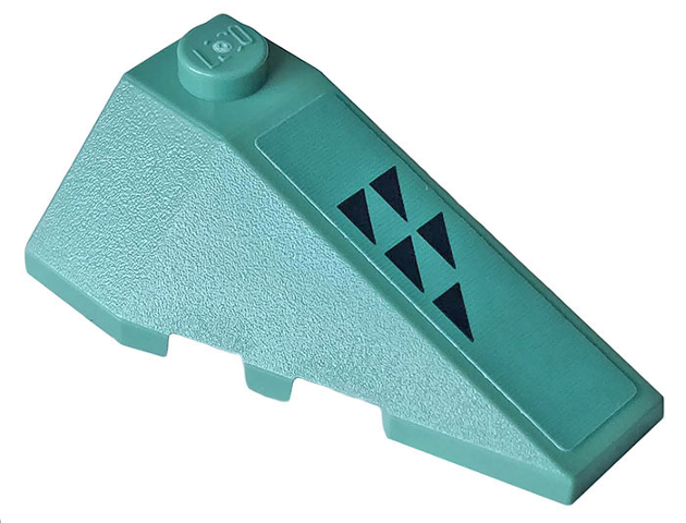 Wedge 4 x 2 Triple Right with Five Black Triangles on Sand Green Background Pattern (Sticker) - Set 70612