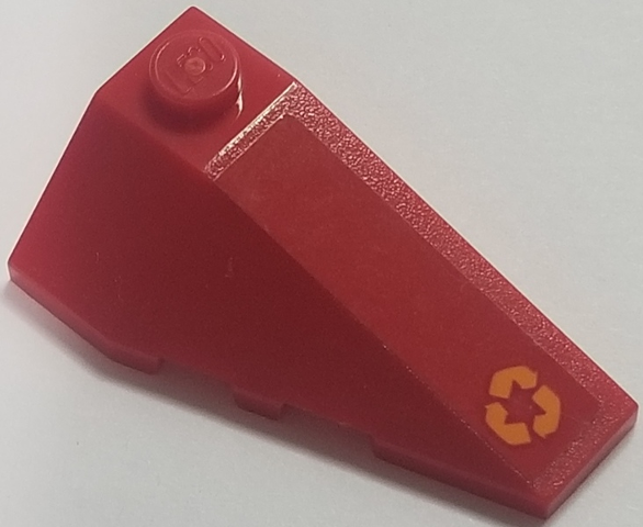 Wedge 4 x 2 Triple Right with Orange Recycling Arrows on Red Background Pattern (Sticker) - Set 70615