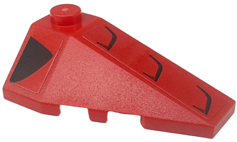 Wedge 4 x 2 Triple Right with Black Air Vents and Curved Lines Pattern (Stickers) - Set 76914