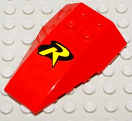 Wedge 6 x 4 Triple Curved with Yellow Letter R on Black Oval (Robin Logo) Pattern (Sticker) - Set 7783