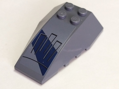 Wedge 6 x 4 Triple Curved with Black Vent Lines on Dark Blue and Dark Bluish Gray Background Pattern (Sticker) - Set 8016