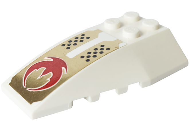 Wedge 6 x 4 Triple Curved with Red Crescent and Black Dots on Gold Pattern (Sticker) - Set 7714