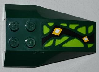 Wedge 6 x 4 Triple Curved with Lime Scales and 2 Yellow Diamonds Pattern Model Left Side (Sticker) - Set 9450
