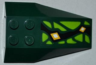 Wedge 6 x 4 Triple Curved with Lime Scales and 2 Yellow Diamonds Pattern Model Right Side (Sticker) - Set 9450