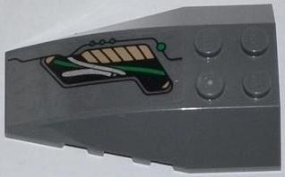 Wedge 6 x 4 Triple Curved with Green and Silver Cables Pattern Model Left Side (Sticker) - Set 76009