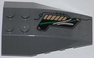 Wedge 6 x 4 Triple Curved with Green and Silver Cables Pattern Model Right Side (Sticker) - Set 76009