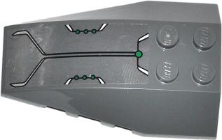 Wedge 6 x 4 Triple Curved with 7 Green Dots and Black and Silver Lines Pattern (Sticker) - Set 76003