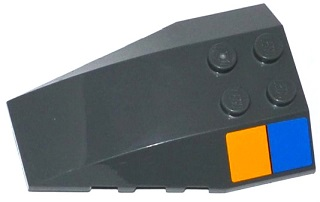 Wedge 6 x 4 Triple Curved with Orange and Blue Rectangles Pattern Model Left Side (Stickers) - Set 76021