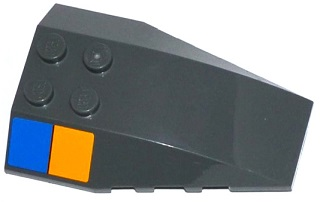 Wedge 6 x 4 Triple Curved with Orange and Blue Rectangles Pattern Model Right Side (Stickers) - Set 76021